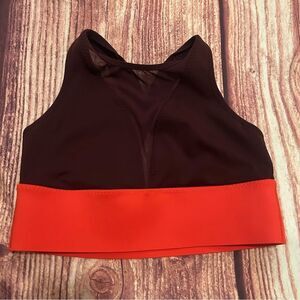 Women’s Athleta Tenacity Mesh Plunge Bra Maroon Orange Size S